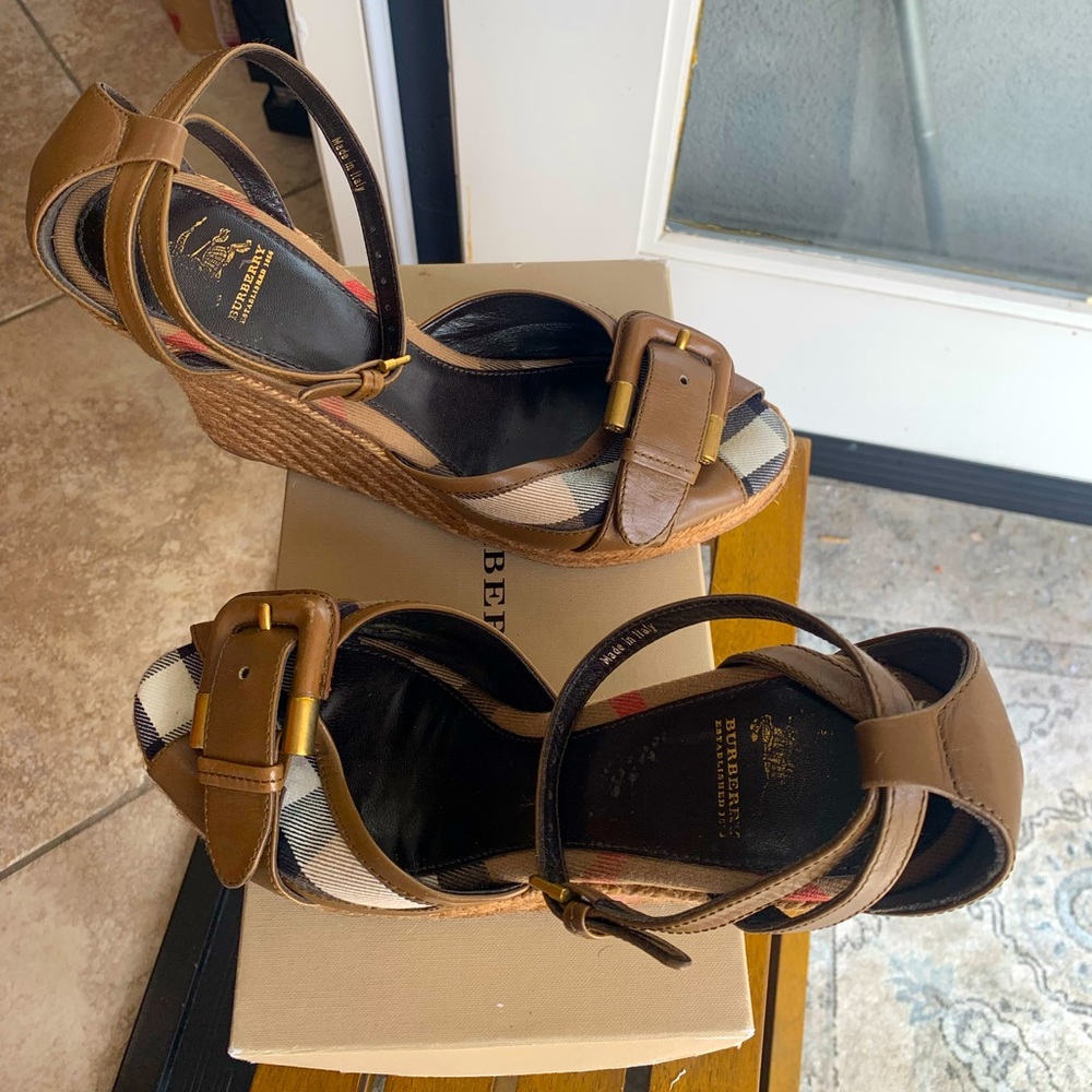 Burberry Buckle Wedge Sandals